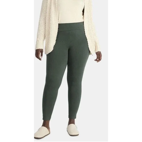 Terra & Sky 4X (28W-30W) High Waist  27" Inseam Dark Aloe Leggings leisure Gym - Picture 2 of 5